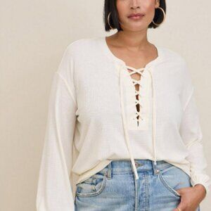 Torrid Texture Jersey Lace-Up Drop Shoulder Top
